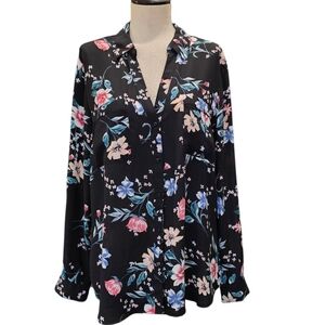 Candie's Black Floral Blouse